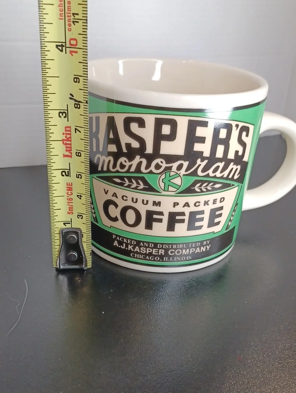 Kasper Monogram Green Coffee Mug Yester Year by Westwood Vintage Collectible '92